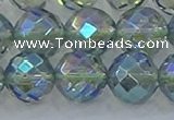 CNC631 15.5 inches 14mm faceted round plated natural white crystal beads