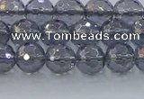 CNC639 15.5 inches 6mm faceted round plated natural white crystal beads