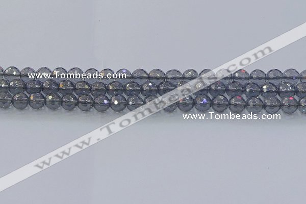 CNC639 15.5 inches 6mm faceted round plated natural white crystal beads