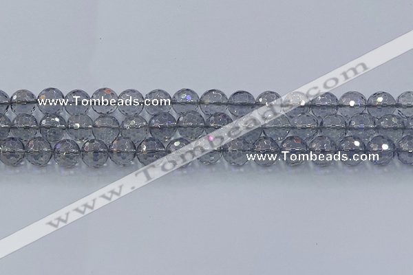 CNC641 15.5 inches 10mm faceted round plated natural white crystal beads