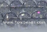 CNC642 15.5 inches 12mm faceted round plated natural white crystal beads