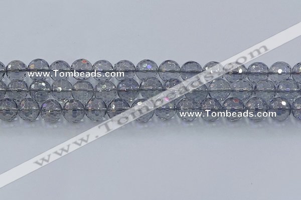 CNC642 15.5 inches 12mm faceted round plated natural white crystal beads