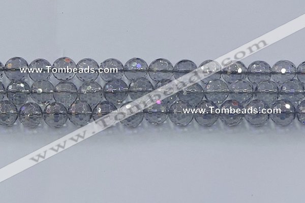 CNC643 15.5 inches 14mm faceted round plated natural white crystal beads