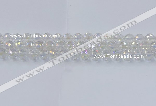 CNC647 15.5 inches 10mm faceted round plated natural white crystal beads