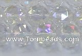 CNC648 15.5 inches 12mm faceted round plated natural white crystal beads