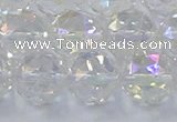 CNC649 15.5 inches 14mm faceted round plated natural white crystal beads