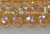 CNC653 15.5 inches 10mm faceted round plated natural white crystal beads