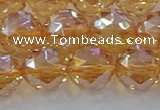 CNC655 15.5 inches 14mm faceted round plated natural white crystal beads