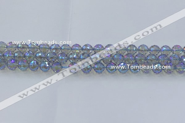 CNC658 15.5 inches 8mm faceted round plated natural white crystal beads