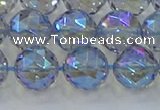 CNC660 15.5 inches 12mm faceted round plated natural white crystal beads