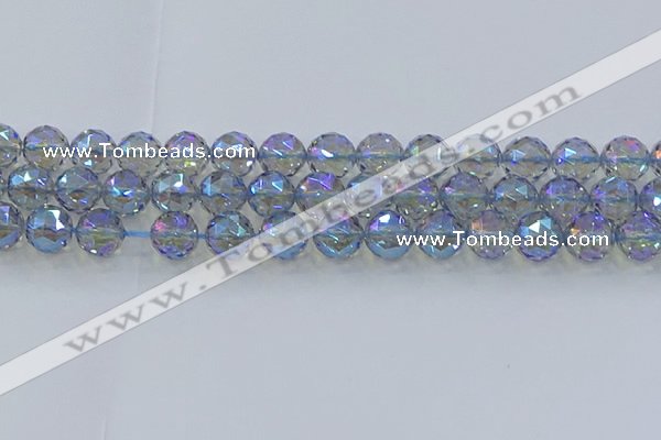 CNC660 15.5 inches 12mm faceted round plated natural white crystal beads