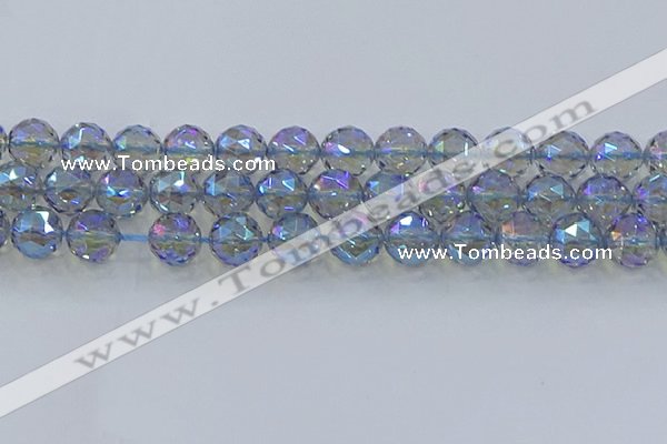 CNC661 15.5 inches 14mm faceted round plated natural white crystal beads