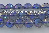 CNC663 15.5 inches 6mm faceted round plated natural white crystal beads