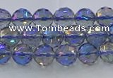 CNC663 15.5 inches 6mm faceted round plated natural white crystal beads