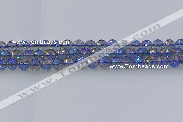 CNC665 15.5 inches 10mm faceted round plated natural white crystal beads