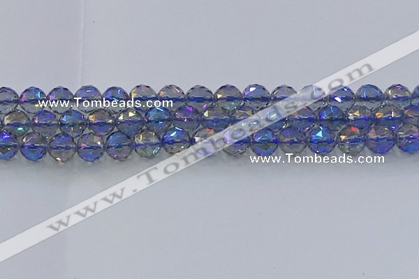 CNC666 15.5 inches 12mm faceted round plated natural white crystal beads