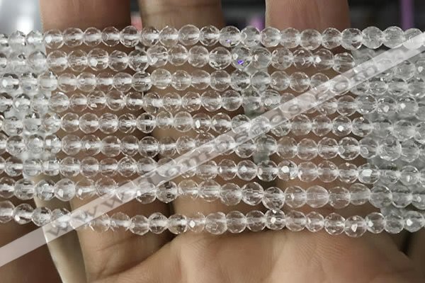 CNC700 15.5 inches 3mm faceted round white crystal beads