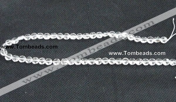 CNC71 15 inches 8mm faceted coin grade A natural white crystal beads