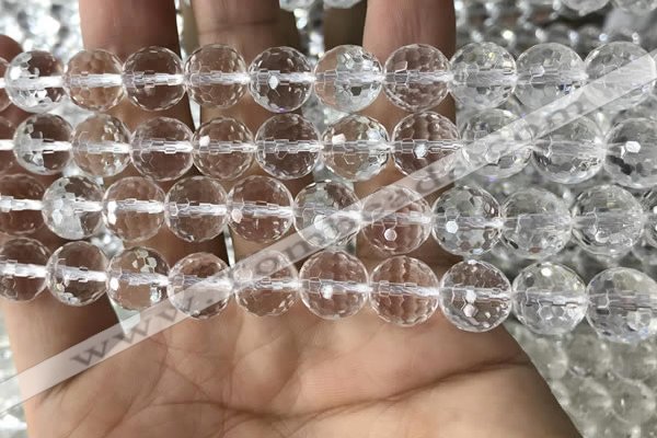 CNC715 15.5 inches 12mm faceted round white crystal beads