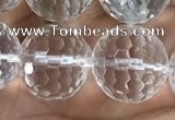 CNC716 15.5 inches 14mm faceted round white crystal beads