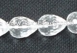 CNC73 7*10mm faceted teardrop grade A natural white crystal beads