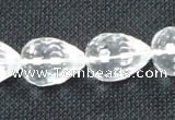 CNC74 8*12mm faceted teardrop grade A natural white crystal beads