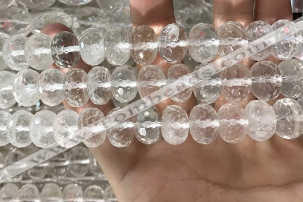 CNC801 15.5 inches 10*14mm faceted rondelle white crystal beads