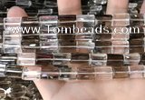 CNC829 8*12mm faceted rectangle white crystal & smoky quartz beads