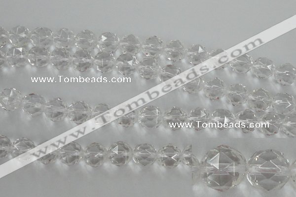 CNC90 15.5 inches 10mm faceted round natural white crystal beads