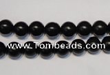 CNE03 15.5 inches 8mm round black stone needle beads wholesale