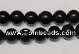 CNE05 15.5 inches 12mm round black stone needle beads wholesale