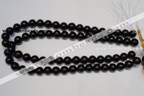 CNE05 15.5 inches 12mm round black stone needle beads wholesale