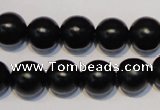 CNE07 15.5 inches 16mm round black stone needle beads wholesale