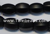 CNE16 15.5 inches 12*16mm drum black stone needle beads wholesale