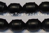 CNE17 15.5 inches 12*16mm barrel black stone needle beads wholesale