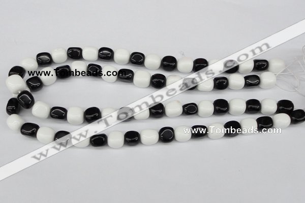 CNG02 15.5 inches 9*12mm nuggets black & white agate beads