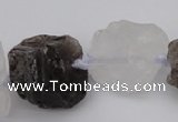 CNG1007 15.5 inches 15*25mm - 25*30mm nuggets white & smoky quartz beads