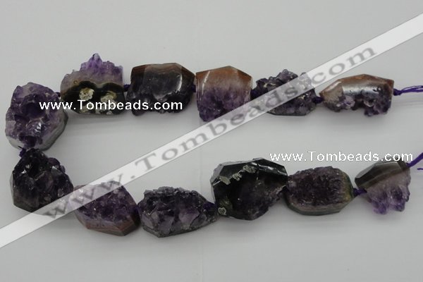 CNG1019 15.5 inches 20*25mm - 25*35mm nuggets amethyst gemstone beads