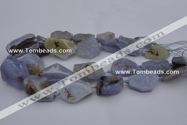 CNG1042 15.5 inches 15*20mm - 30*40mm nuggets blue lace agate beads