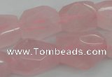 CNG1056 15.5 inches 12*16mm - 15*20mm faceted nuggets rose quartz beads