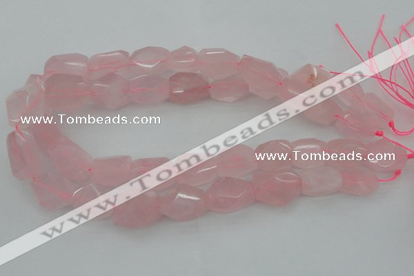 CNG1056 15.5 inches 12*16mm - 15*20mm faceted nuggets rose quartz beads