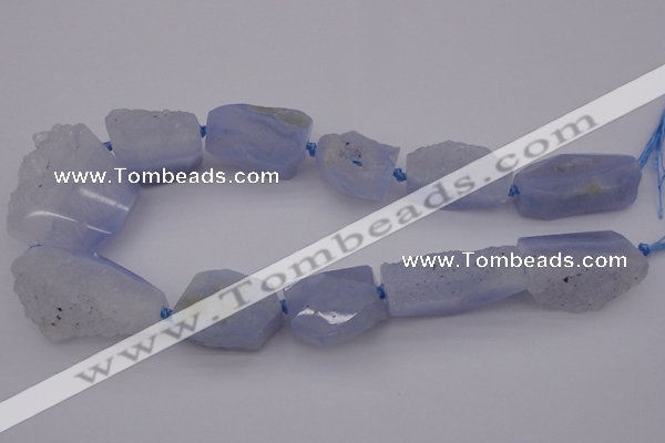 CNG1075 15.5 inches 20*30mm - 30*40mm nuggets blue chalcedony  beads