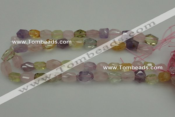 CNG1103 15.5 inches 12*16mm - 13*18mm faceted nuggets mixed quartz beads