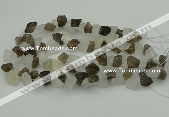 CNG1158 8*12mm - 13*18mm nuggets white crystal & smoky quartz beads