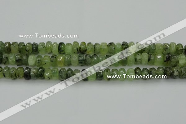 CNG1179 15.5 inches 6*14mm - 8*14mm nuggets green rutilated quartz beads