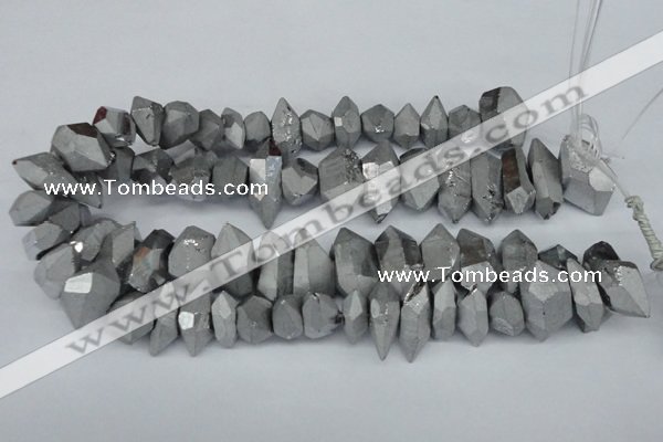 CNG1300 15.5 inches 10*20mm - 15*30mm faceted nuggets plated quartz beads