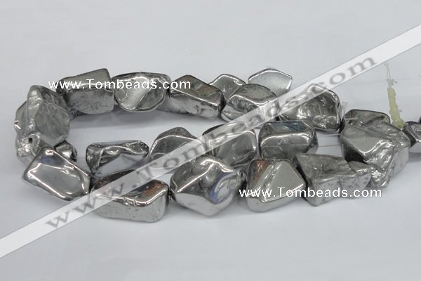 CNG1320 15.5 inches 15*30mm – 25*35mm nuggets plated quartz beads