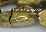 CNG1322 15.5 inches 15*30mm – 25*35mm nuggets plated quartz beads