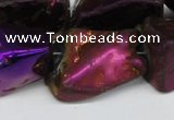 CNG1323 15.5 inches 15*30mm – 25*35mm nuggets plated quartz beads