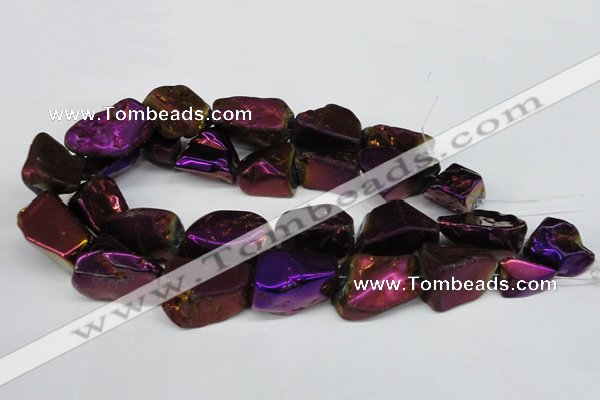 CNG1323 15.5 inches 15*30mm – 25*35mm nuggets plated quartz beads